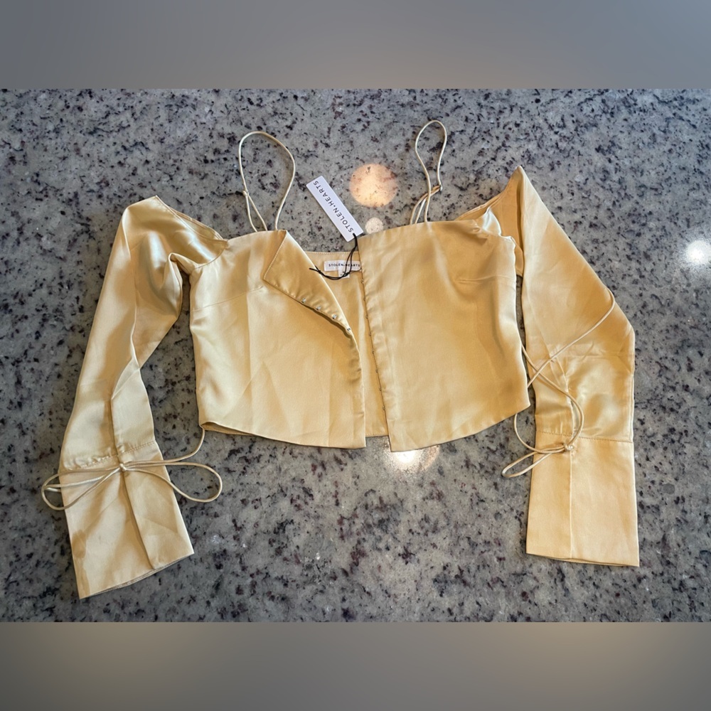 NWT Yellow Off-Shoulder Women's corset Top size M - Picture 2 of 7